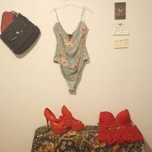 Seafoam Floral Spaghetti Stap Bodysuit!*